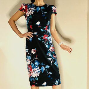 Betsey Johnson Black Floral Midi Dress